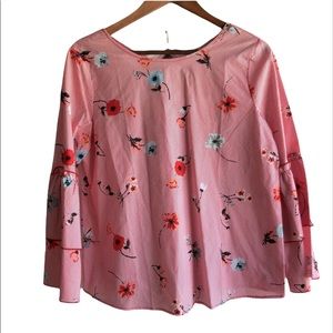 Loft Blouse Red Floral Size SP